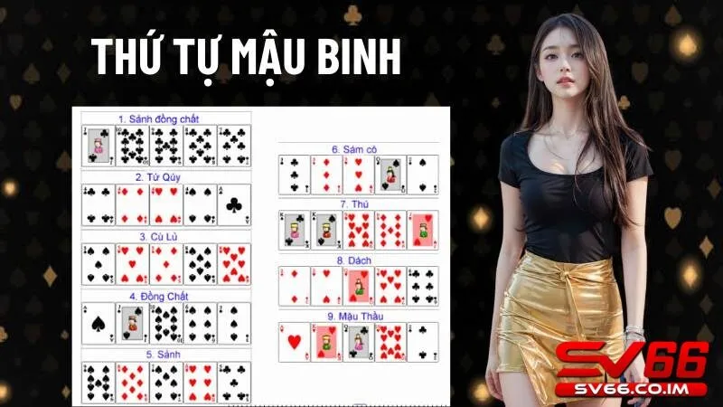 Thứ tự xếp bài trong cách chơi mậu binh tại sv66